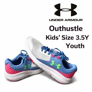 Under Armour Out Hustle Kids Youth 3.5 Blue Pink Athletic Sneakers